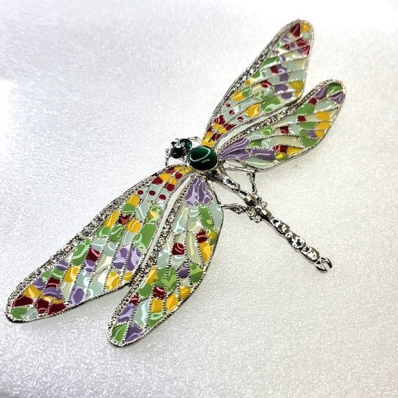 Statement Colorful Dragonfly Brooch Pin - Picture 1 of 16